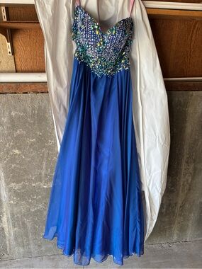 Royal Blue Beaded Prom Dress - Elegant A-Line Gown